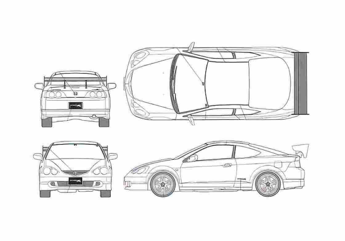 Blueprint Honda Integra IV DC5 Type R GT Coupe 2002 A4 Photo Print
