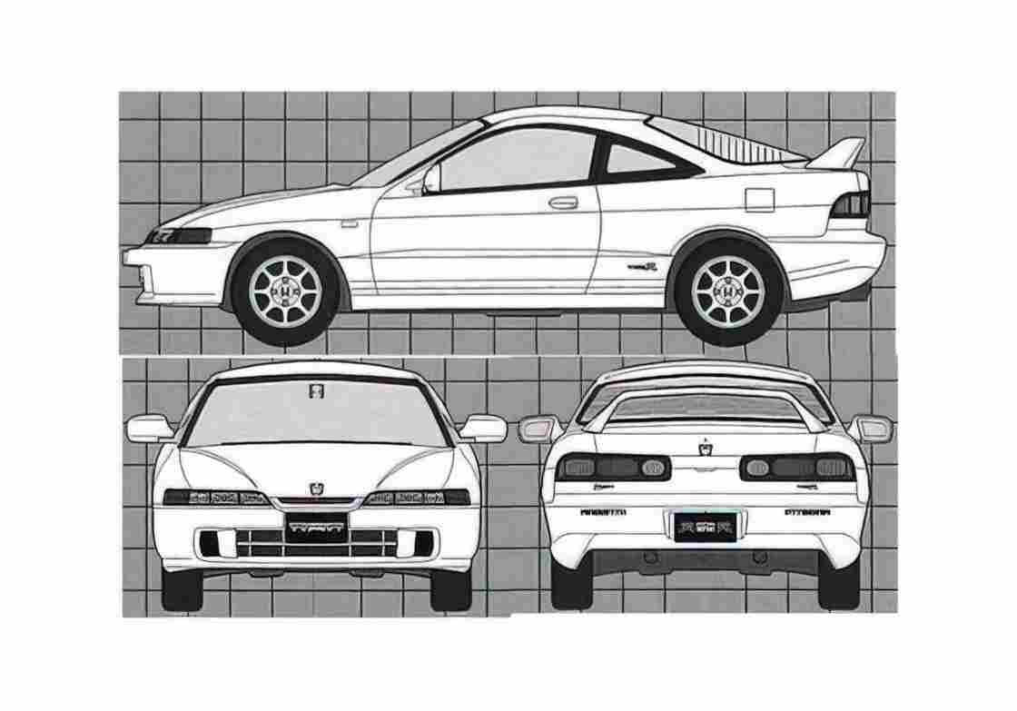 Blueprint Honda Integra Type R Coupe 1995 A4 Photo Print