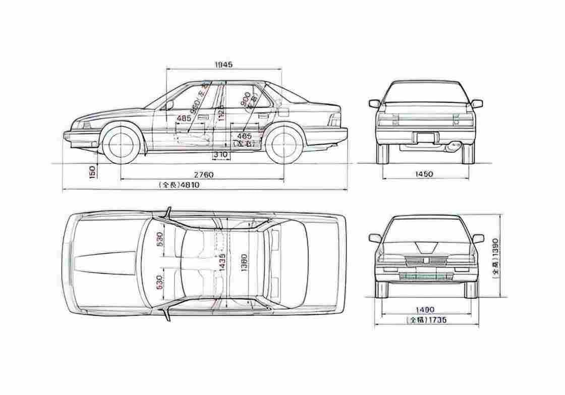 Blueprint Honda Legend Sedan 1985 A4 Photo Print