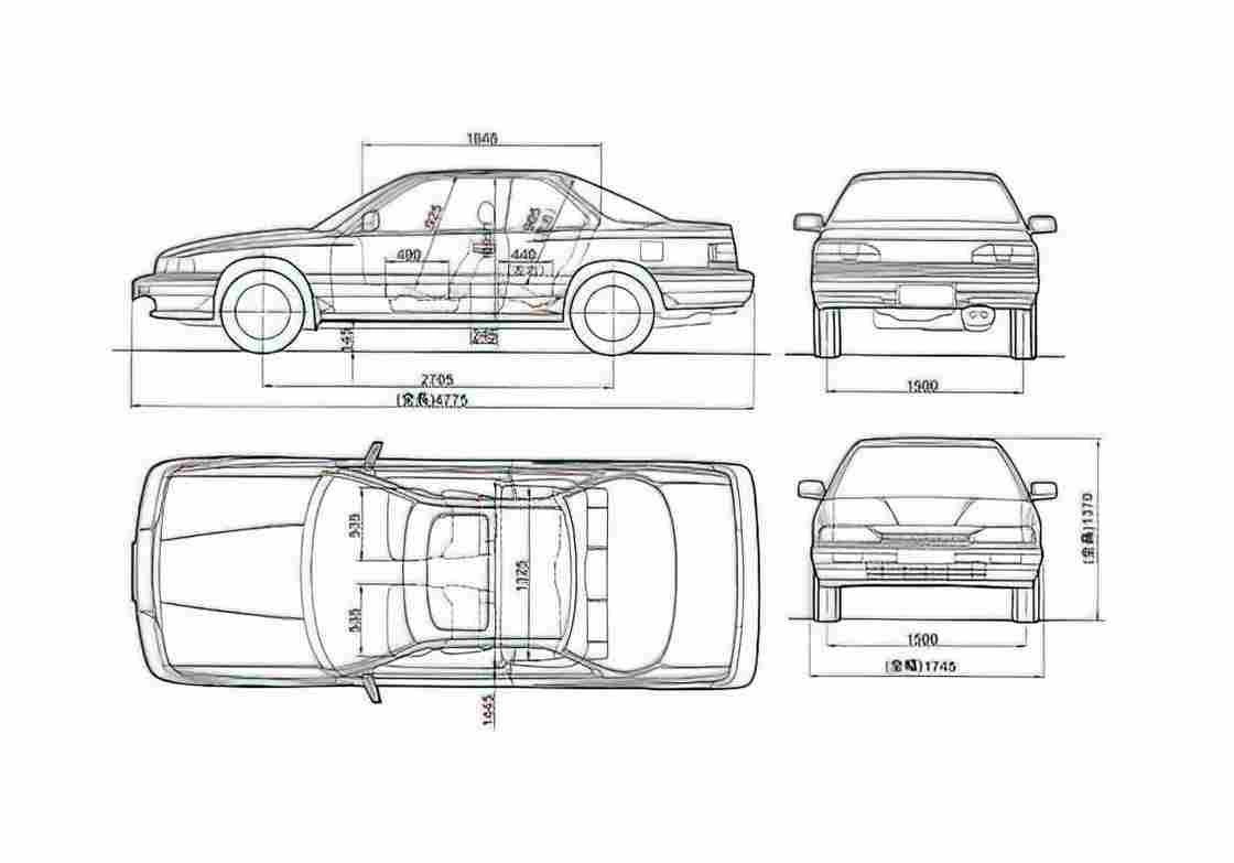 Blueprint Honda Legend Sedan 1987 A4 Photo Print
