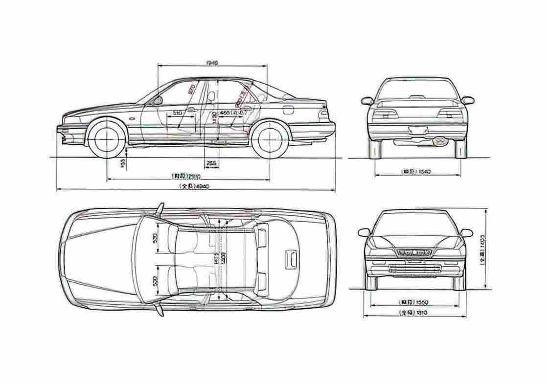 Blueprint Honda Legend Sedan 1991 A4 Photo Print
