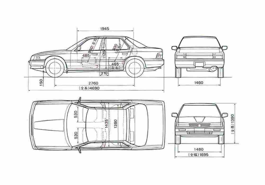 Blueprint Honda Legend V6 Sedan 1985 A4 Photo Print