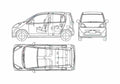 Blueprint Honda Life Hatchback 2005 A4 Photo Print