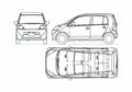 Blueprint Honda Life IV Hatchback 2003 A4 Photo Print