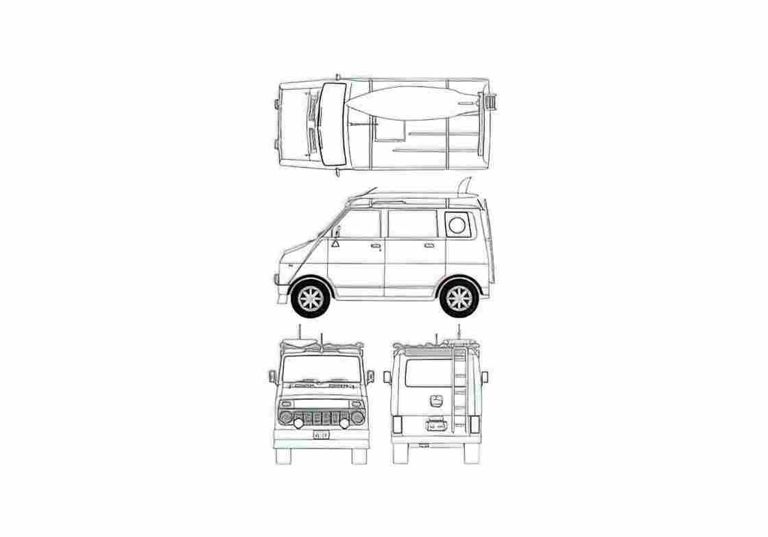 Blueprint Honda Life Step Microvan 1971 A4 Photo Print