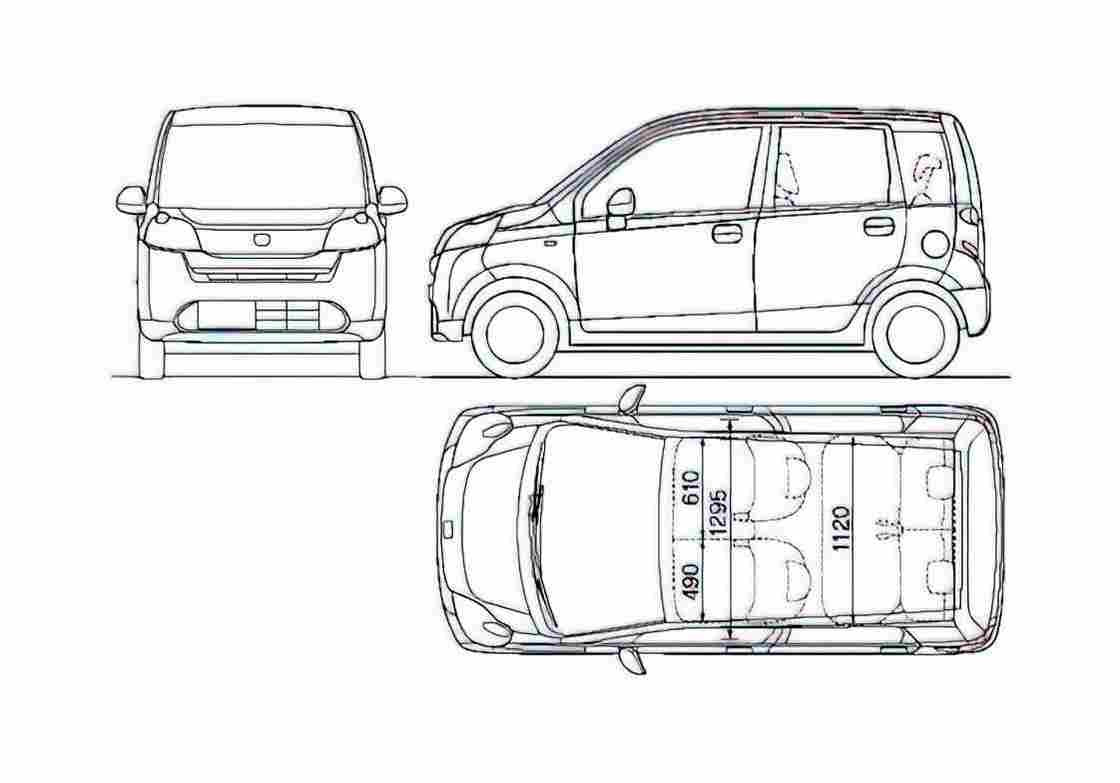 Blueprint Honda Life V Hatchback 2009 A4 Photo Print