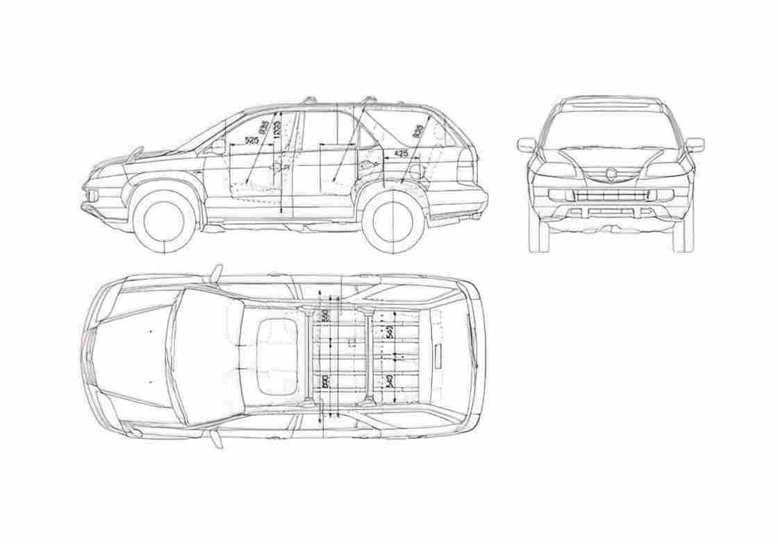 Blueprint Honda MDX SUV 2005 A4 Photo Print