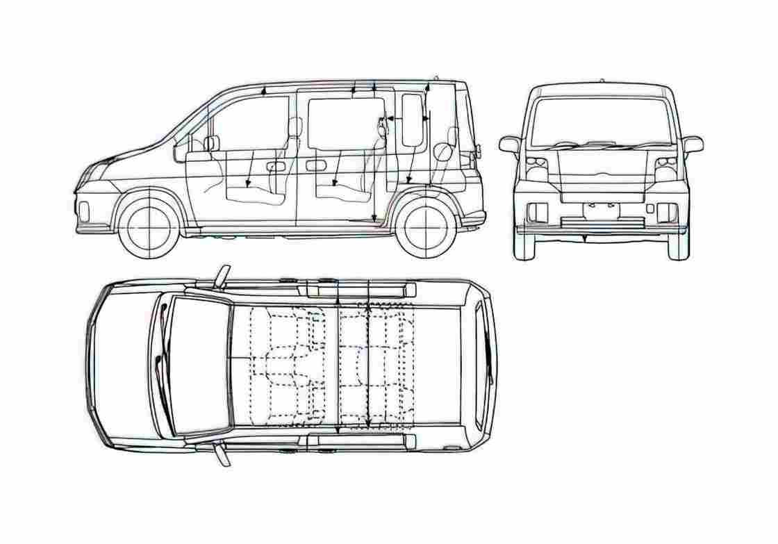 Blueprint Honda Mobilio Microvan 2005 A4 Photo Print