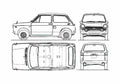 Blueprint Honda N360 Hatchback 1967 A4 Photo Print