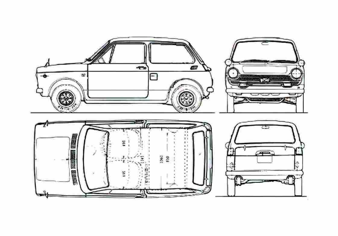 Blueprint Honda N360 Hatchback 1967 A4 Photo Print