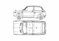 Blueprint Honda N360 Sedan 1971 A4 Photo Print
