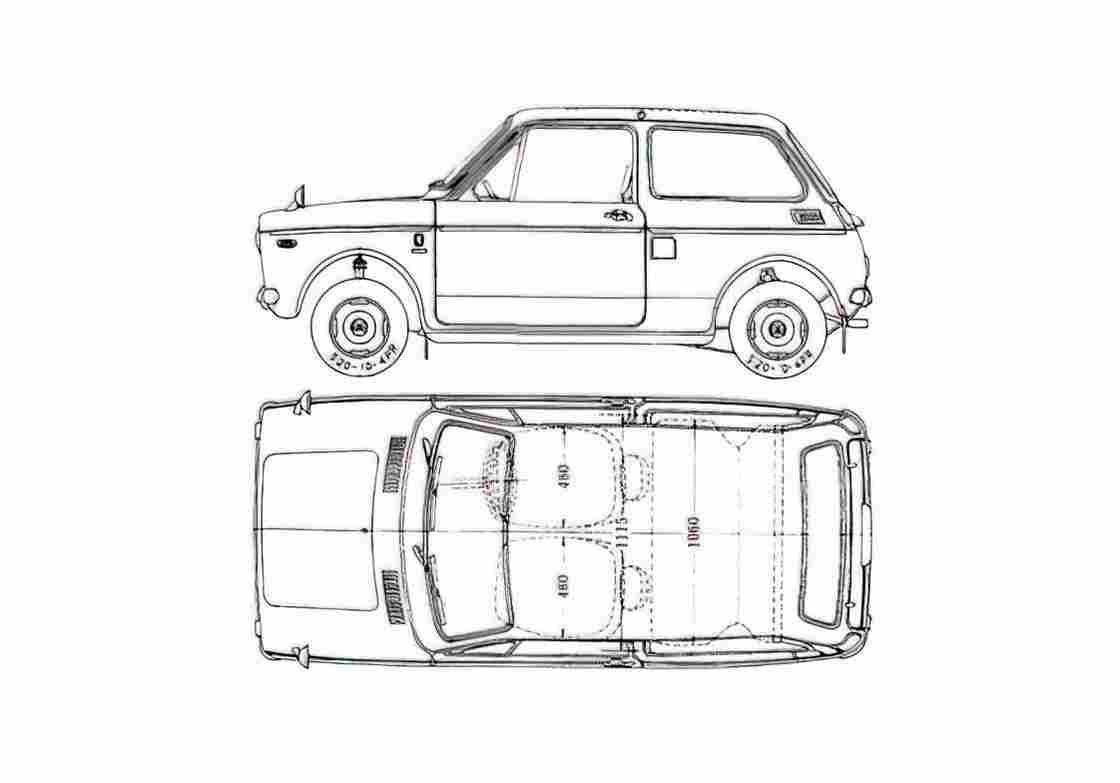 Blueprint Honda N360 Sedan 1971 A4 Photo Print