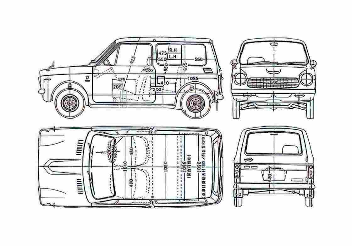 Blueprint Honda N360 Wagon 1970 A4 Photo Print