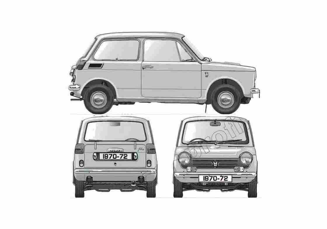 Blueprint Honda N600 Hatchback 1972 A4 Photo Print