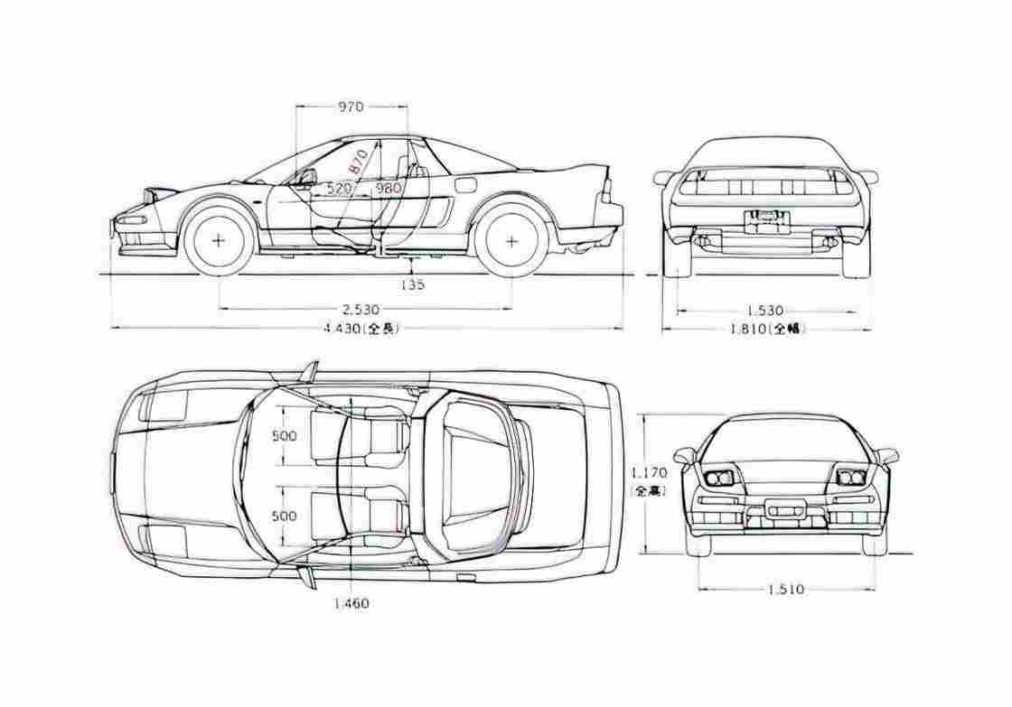 Blueprint Honda NSX Coupe 1990 A4 Photo Print