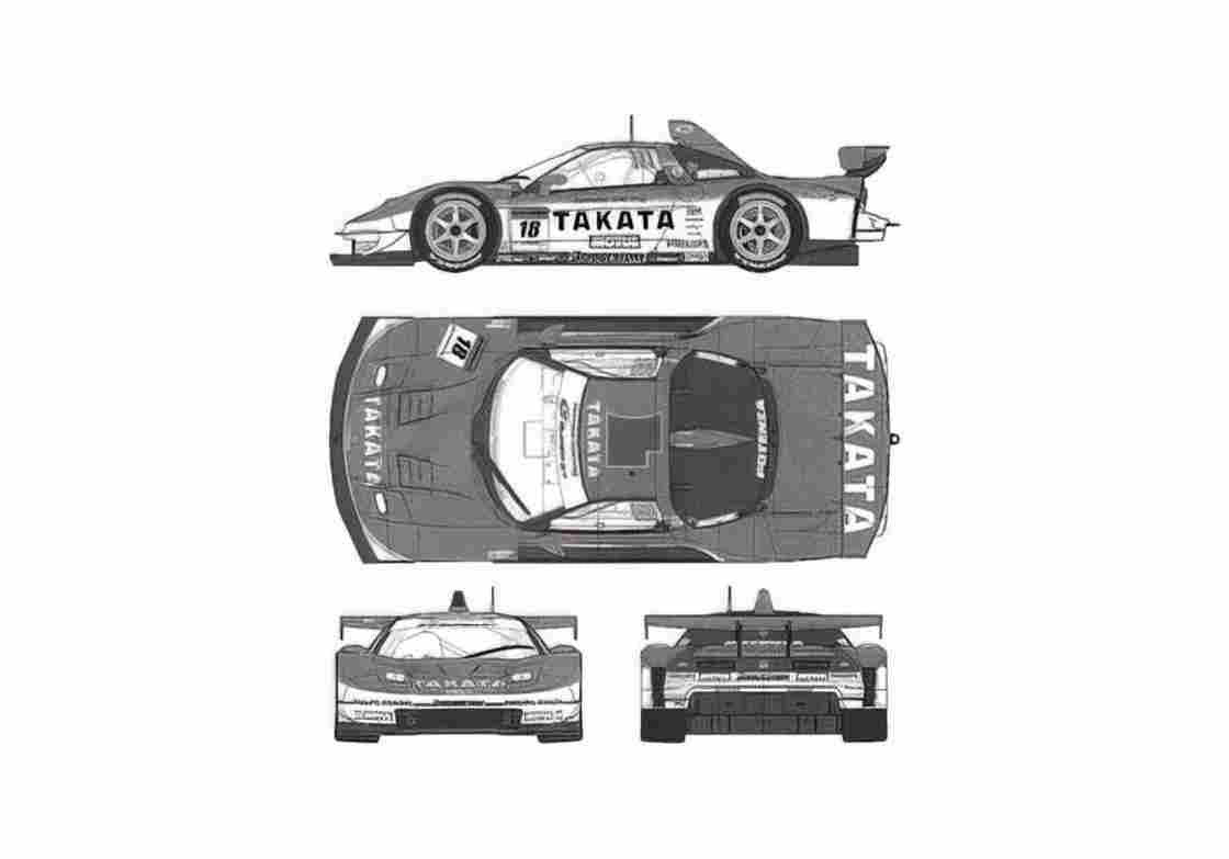 Blueprint Honda NSX JGTC Takata Dome Super GT Coupe 2005 A4 Photo Print