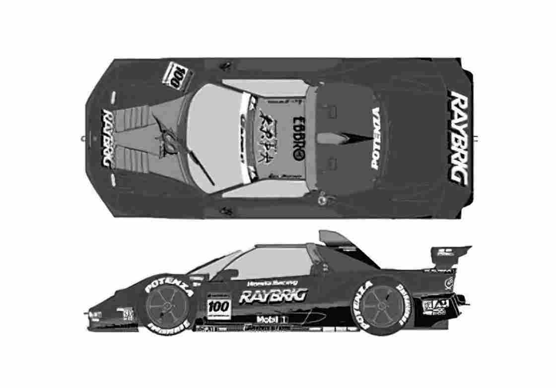 Blueprint Honda NSX Raybrig Coupe 2009 A4 Photo Print