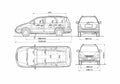 Blueprint Honda Odyssey Minivan 1994 A4 Photo Print