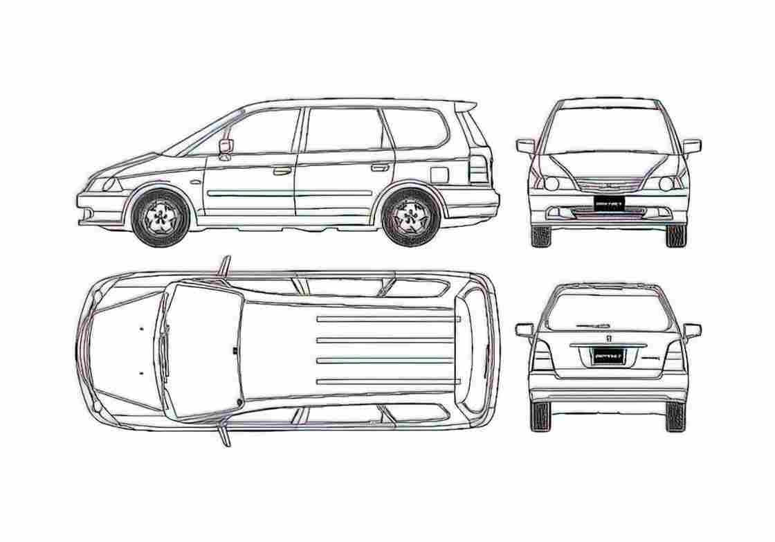 Blueprint Honda Odyssey Minivan 2003 A4 Photo Print