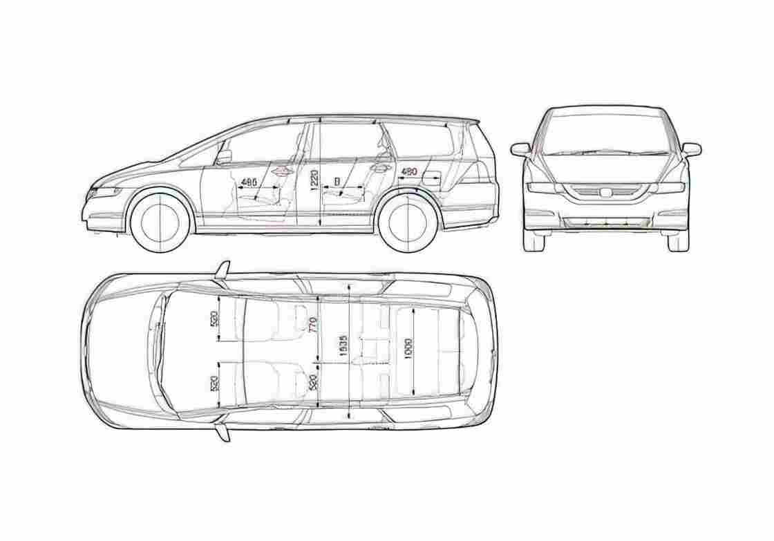 Blueprint Honda Odyssey Minivan 2005 A4 Photo Print