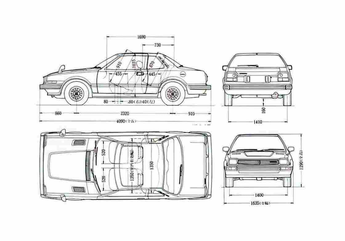Blueprint Honda Prelude Coupe 1978 A4 Photo Print