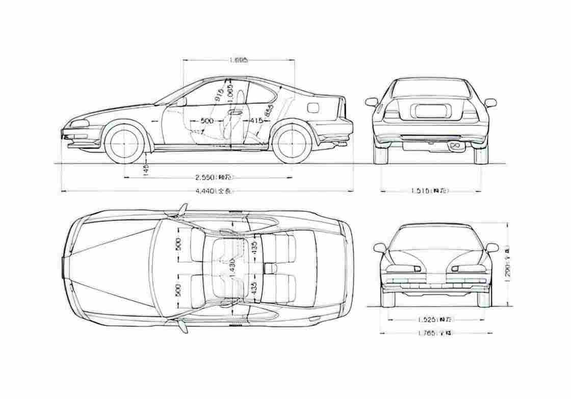 Blueprint Honda Prelude Coupe 1991 A4 Photo Print