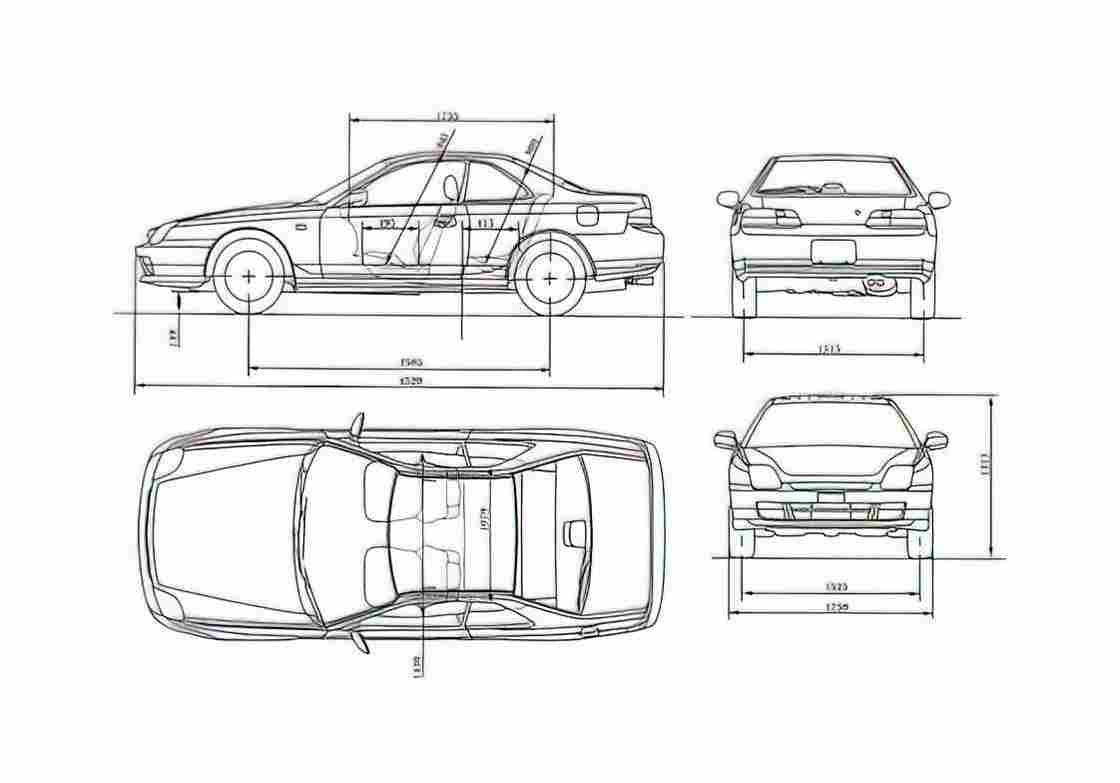 Blueprint Honda Prelude Coupe 1999 A4 Photo Print