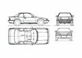 Blueprint Honda Prelude II Coupe 1983 A4 Photo Print