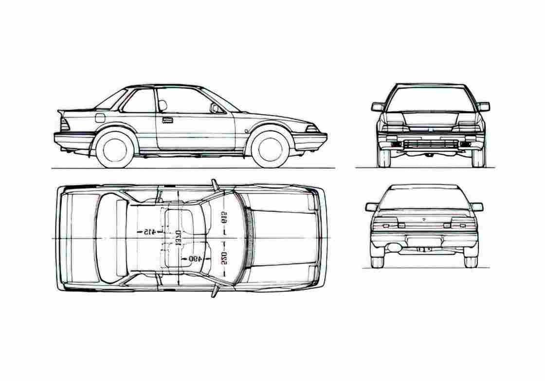 Blueprint Honda Prelude II Coupe 1983 A4 Photo Print