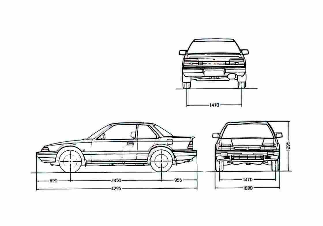 Blueprint Honda Prelude II Coupe 1985 A4 Photo Print