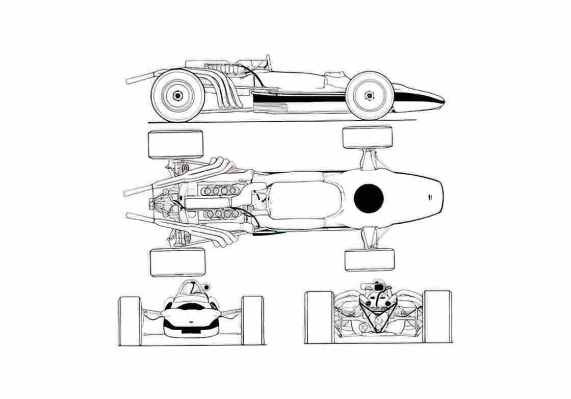 Blueprint Honda RA302 F1 GP OW 1968 A4 Photo Print