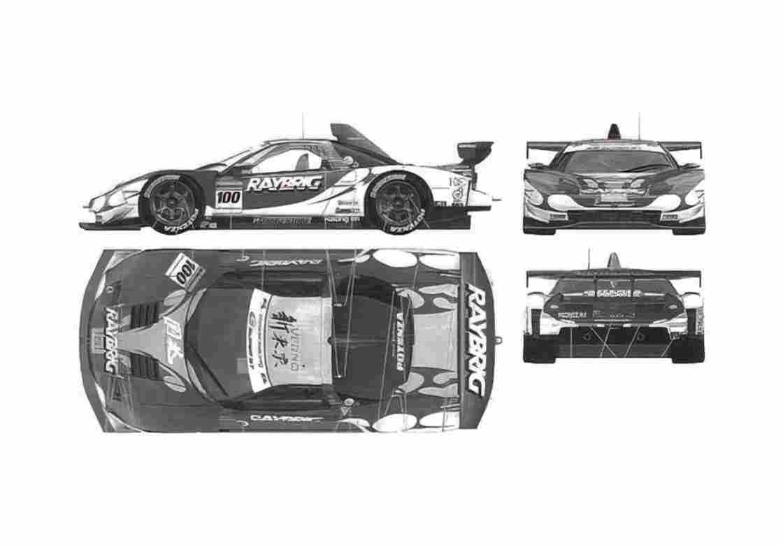 Blueprint Honda Raybrig NSX Coupe 2005 A4 Photo Print