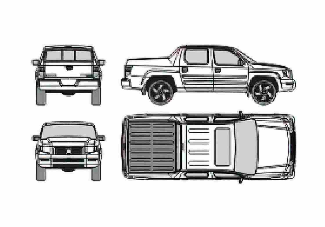 Blueprint Honda Ridgeline Truck 2006 A4 Photo Print