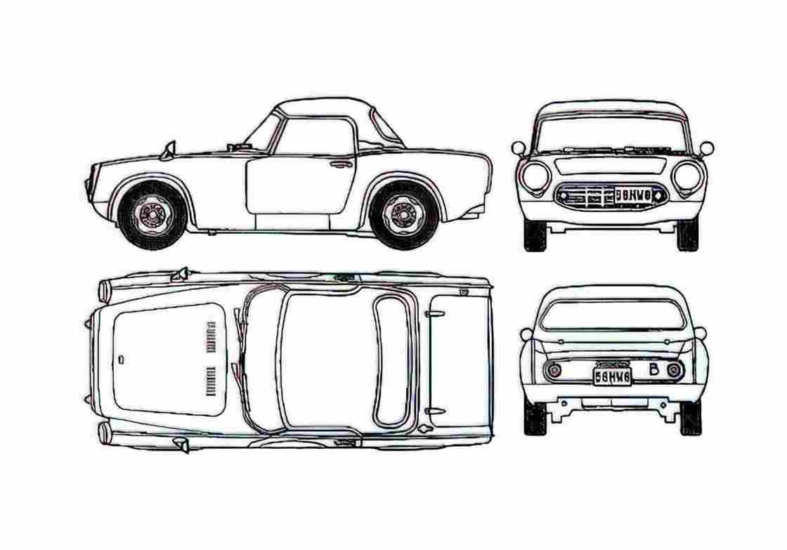 Blueprint Honda S600 Coupe 1964 A4 Photo Print