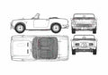 Blueprint Honda S800 Cabriolet 1965 A4 Photo Print