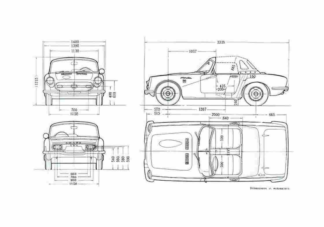 Blueprint Honda S800 Cabriolet A4 Photo Print