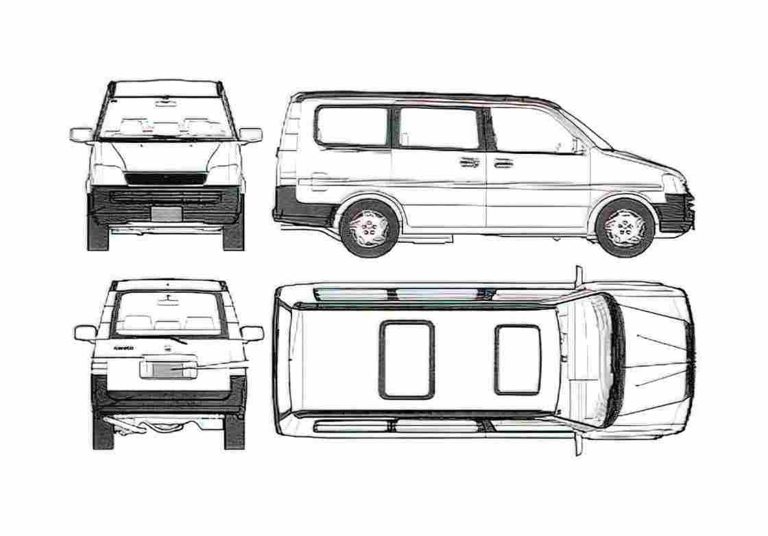 Blueprint Honda Step Wagon G Type Minivan 1996 A4 Photo Print