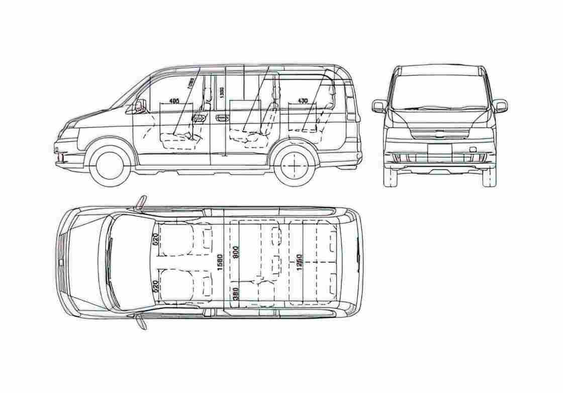 Blueprint Honda Stepwgn Minivan 2005 A4 Photo Print