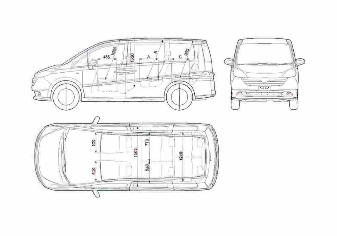 Blueprint Honda Stepwgn Minivan 2006 A4 Photo Print