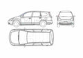 Blueprint Honda Stream Minivan 2005 A4 Photo Print