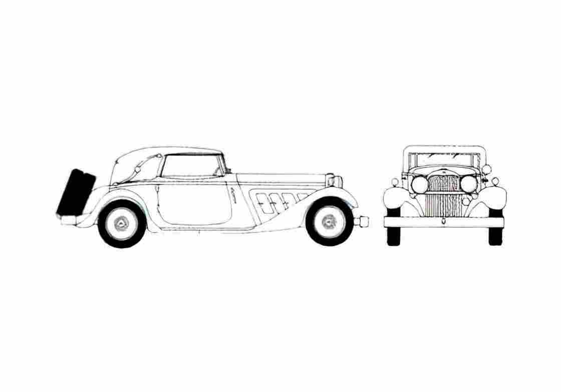 Blueprint Horch 670 V12 Coupe 1932 A4 Photo Print