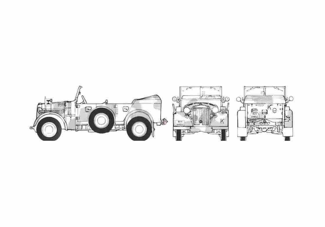 Blueprint Horch 830R Kfz 15 Cabriolet 1938 A4 Photo Print