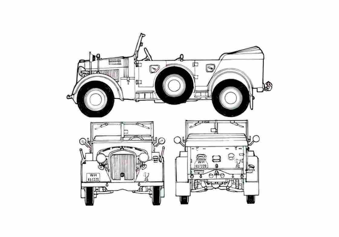 Blueprint Horch 830R Kfz 15 SUV 1938 A4 Photo Print