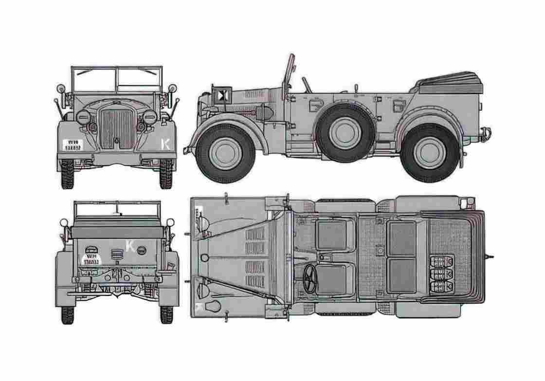 Blueprint Horch KFZ 15 SUV 1944 A4 Photo Print