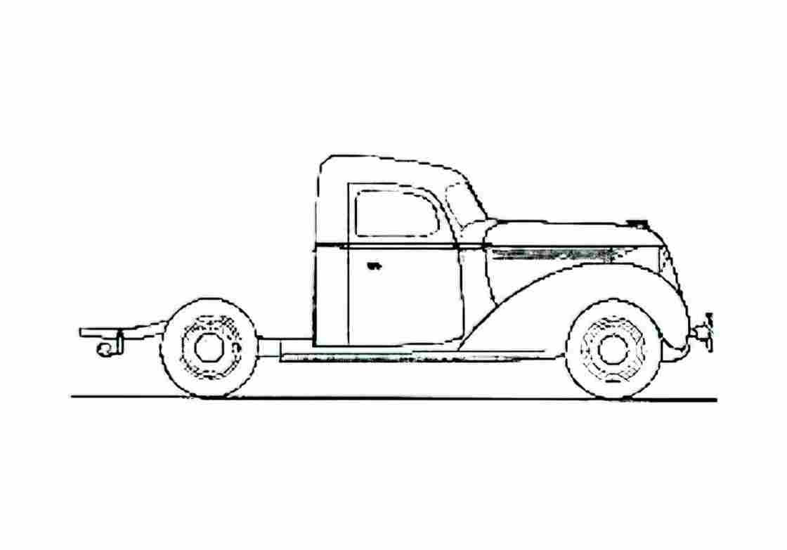 Blueprint Hudson Cab Chassis Truck 1937 A4 Photo Print