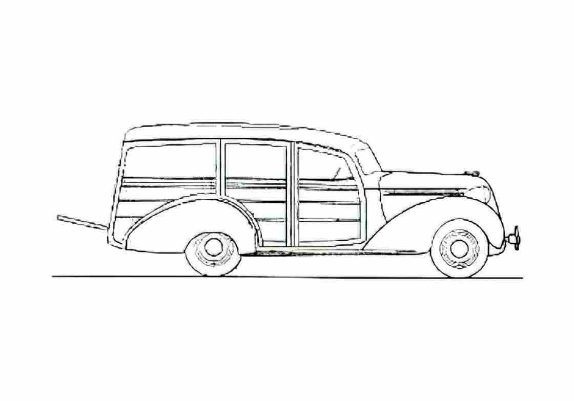 Blueprint Hudson Station Wagon 1937 A4 Photo Print