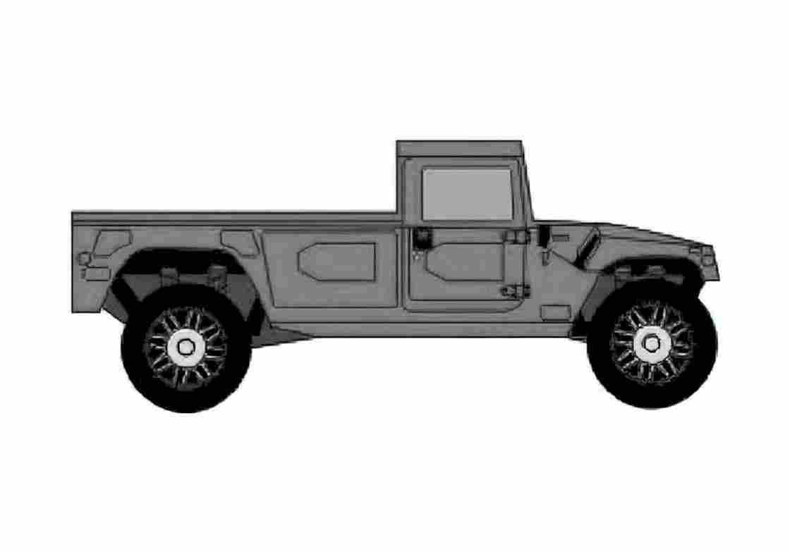 Blueprint Hummer H1 Pick up 1992 A4 Photo Print