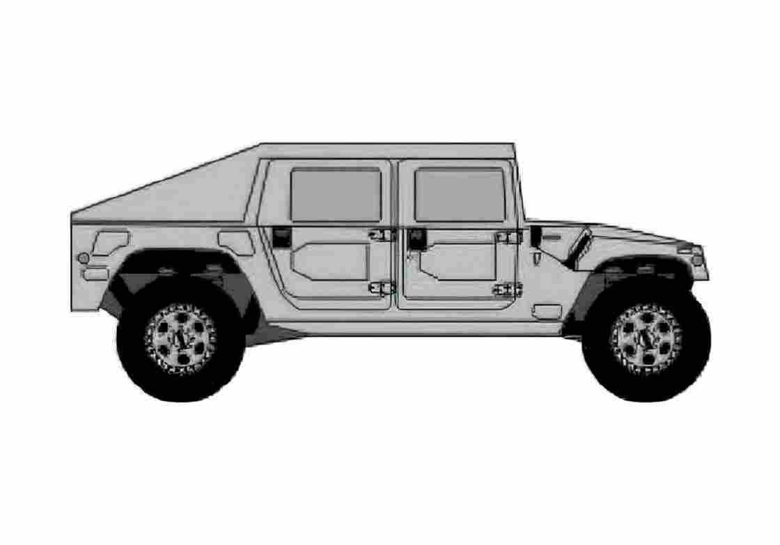 Blueprint Hummer H1 Slant Back SUV 1992 A4 Photo Print