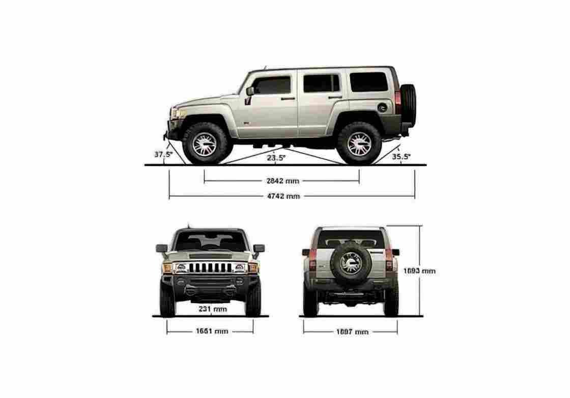 Blueprint Hummer H3 SUV 2005 A4 Photo Print