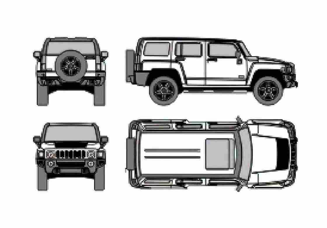 Blueprint Hummer H3 SUV 2006 A4 Photo Print
